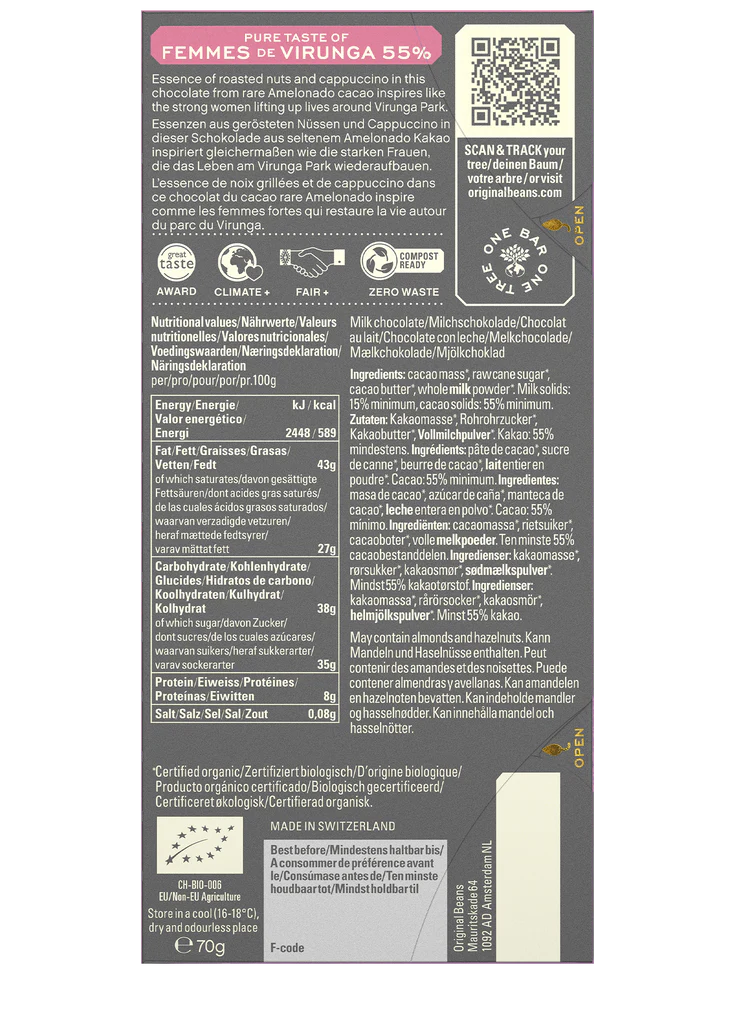 Chocolate - Original Beans Bar of Femme de Virunga 55%